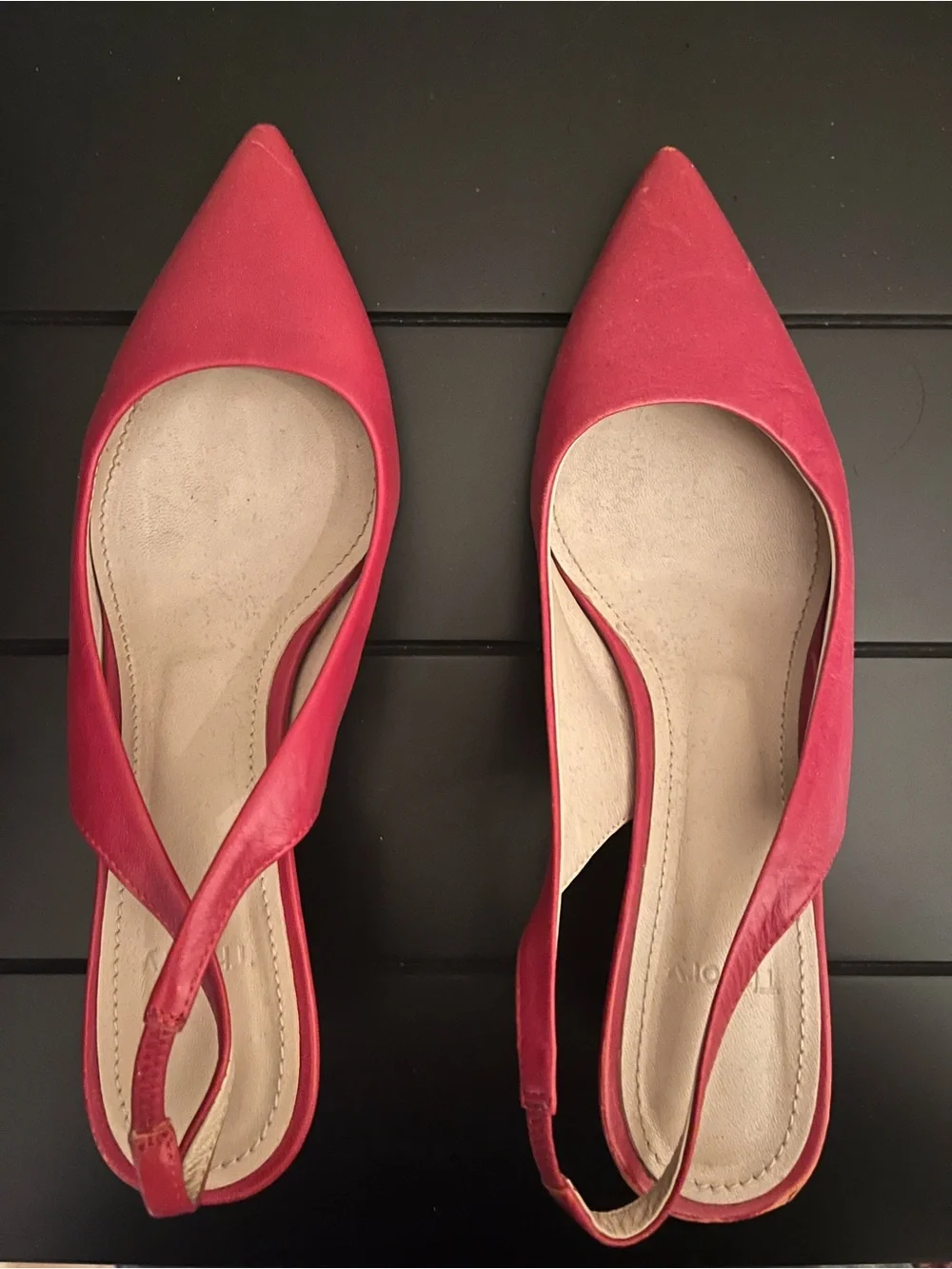 Theory - Red Leather Slingback City Kitten Heels - size 36 - Picture 1 of 6
